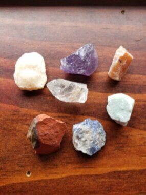 Set of 7 Rough Irregular Chakra Healing Crystal Stones with Bag